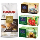 Кофе зерно и 3 вида чая